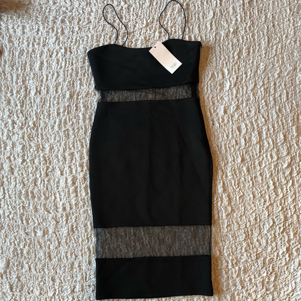 NWT Tobi black mesh dress